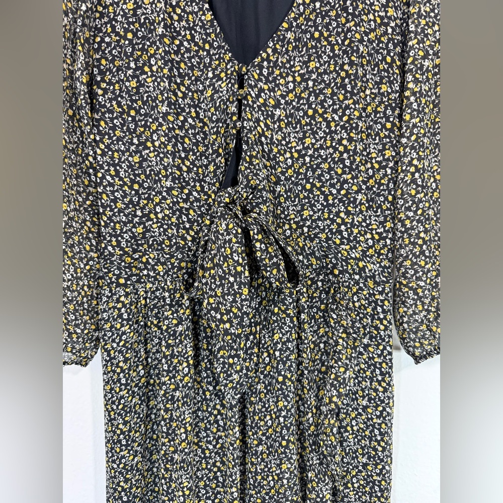 Abercrombie & Fitch Ruffle Hem Faux Wrap Midi Dress High Low w/ Scrunchie Sz M - Picture 6 of 10